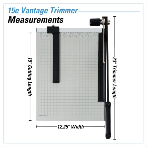 Dahle 15e Vantage Paper Trimmer 15-Inch Cut Length, 15 Sheets, Automatic Clamp, Metal Base