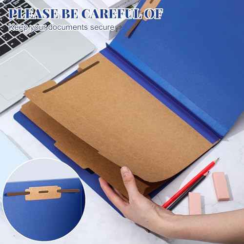 Skyygemm 12 Pcs Classification Folders Letter Size Bulk - 2 Dividers Pressboard File Folder with 3.5 Inch Expansion, 2 Prongs Fastener, Heavy Duty Office File Organizer for Teacher Medical (Dark Blue)