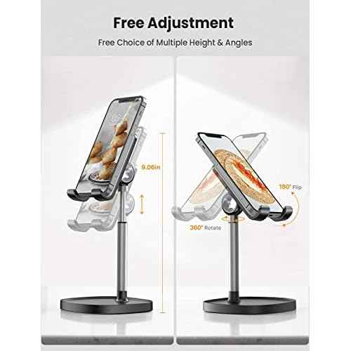 LISEN Cell Phone Stand Adjust for iPhone Phone Holder for Desk, Office Desk Accessories PC Gaming Gifts for Her Essentials Kitchen Gadgets Fit Telephone OtterBox Case Switch iPad Air Tablet 4-10 in