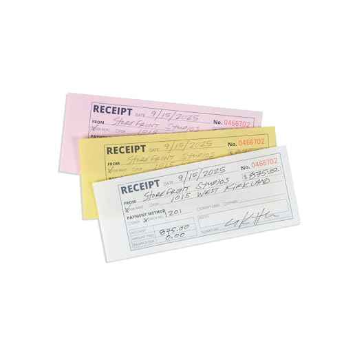 Blue Summit Money Rent Receipt Book with Carbon Copies, Receipt Books 3 Part Carbonless for Landlords, Small Business, and Payments, Paper Triplicate Copies, 11x7.5'',100 per Book, 500 Total, 5 Pack,