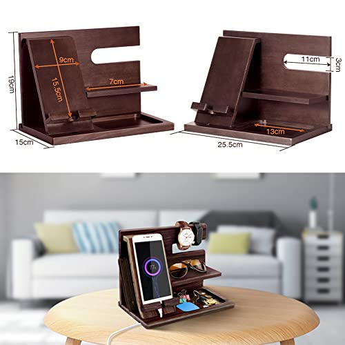 Gifts for Men Bedside Organiser Wood Phone Docking Station Dad Birthday Gifts for Him Nightstand Key Wallet Watch Stand Mens Gifts for Xmas Presents for Dad Husband Boyfriend Anniversary & Christmas