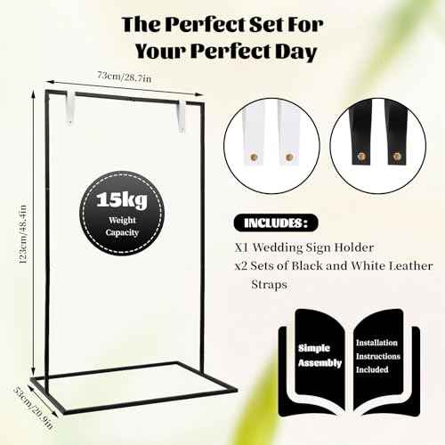 Wedding Welcome Sign Stand, 50 x 30 x 20 Inch Welcome to Our Wedding Sign Stand, Heavy Duty Easel Stand for Sign (Black)
