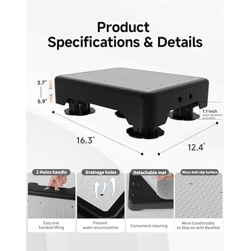 Adjustable Step Stool for Adults, Noctilucent Bed Step Stools, 600 LBS Capacity Non-Slip Safety Step Platform Indoor and Outdoor for Seniors and Kids, Wide Step Stools Elderly Assistance at Night
