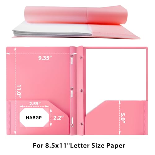 Habgp 5 Pack Pastel Plastic Pocket Folders with Prongs - 11x9.35 Inches, Color-Coded Office & School File Organizer (Variation of 1 set, 5 pcs)