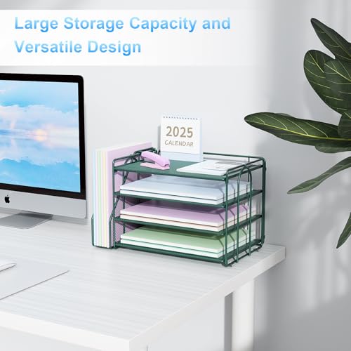 Spacrea Dark Green 4-Tier Desktop Paper Organizer with File Storage