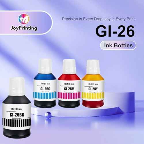 GI-26 GI26 GX7021 Ink Refill Bottles Compatible with Canon 26 GI-26 GI26 Ink Bottles Work for Canon MAXIFY GX7021 GX6021 GX5020 GX4020 GX3020 GX7020 GX6020 GX6120 Megatank 4 Pack
