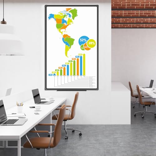 JILoffice Magnetic Whiteboard 48x31 Inch Black Aluminum Frame Dry Erase
