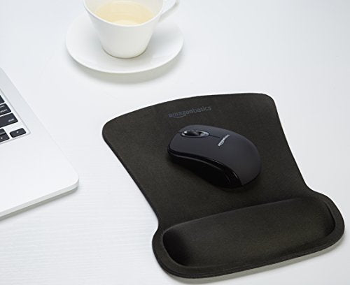 Amazon Basics Ergonomic Mouse Pad with Wrist Support - Gel Cushion, Non-Slip, 10.1 x 8.1 Inches - Single