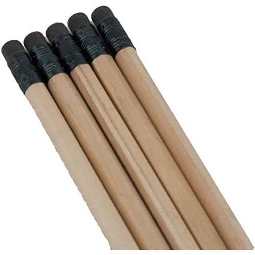 Hex Pencils (Full Size Hex Pencil with #2 Lead Available in a Variety of Colors) (Tested Non Toxic) (Latex Free Eraser) (Classroom Pencils) (Bulk Box of 144) (Natural Wood)