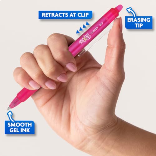 Pilot FriXion Clicker Gel Ink Pens 0.7mm Assorted Colors 10-Pack Refillable