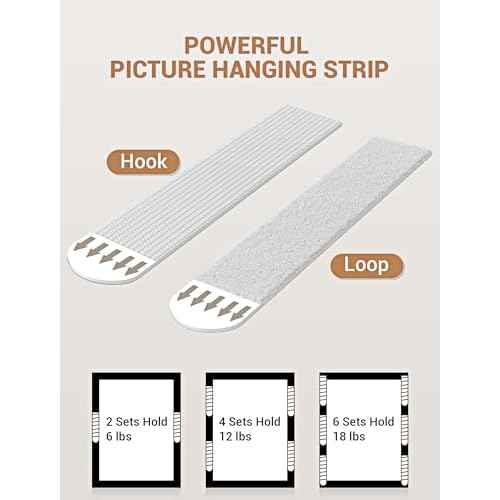 Heavy Duty Large Picture Hanging Strips, 20-Pairs (40 Packs) Adhesive Picture Hangers, No Damage Wall Hanger Without Nail, Poster Hanger Strips, Picture Hanging Hooks for Wall Decoration
