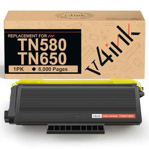 v4ink 1-Pack Compatible Toner Cartridge Replacement for Brother TN580 TN620 TN650 High-Yield Work with HL-5240 HL-5250 HL-5340 HL-5370 MFC-8460 MFC-8480 MFC-8680 MFC-8690 MFC-8860 MFC-8890 Series