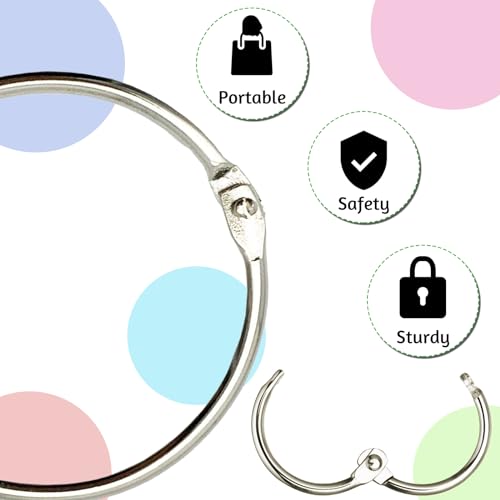 OWLKELA 50 Pcs Silver 1-Inch Binder Rings for Office & School, Heavy Duty