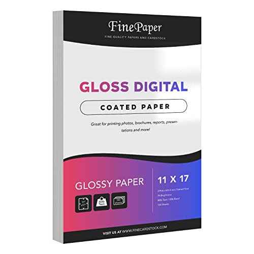 Gloss Digital Paper C2S ? Perfect for Color Laser Printing, Design Proposals, Flyers, Brochures | 11 x 17 | Glossy 80lb Text Paper (32lb Bond) | 94 Bright | Acid Free, Coated Finish | 100 Sheets