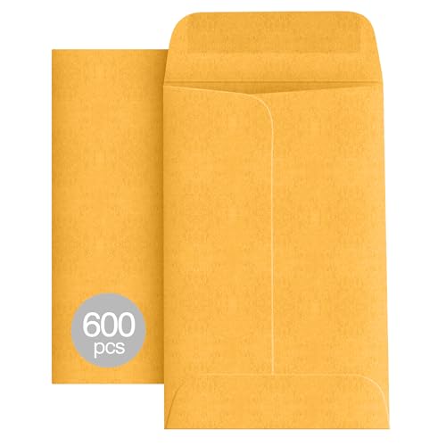 600 Pcs Coin Envelopes 2.25x3.5 Inches Heavy-Duty Gummed Kraft Storage Bags