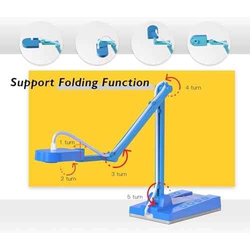 TreasLin USB Document Camera 15MP Document Camera for Teachers, Remote Learning, Classroom Presentations, Art Classes Online Teaching with Multi Angle Rotation Adjustment LED Light