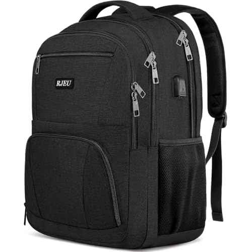 School Backpack for Teen Boys,15.6 Inch Anti Theft Laptop Bookbag with USB Charging Port, Water Resistant College, High School, Ergonomic Straps, Multiple Compartments, Men, Black