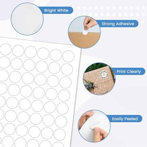 L LIKED 1'' Diameter Round Printable 25 Sheets Matte Sticker Labels for Laser/Inkjet Printer, White Blank Circle Stickers, Strong Adhesive (1575 Labels)