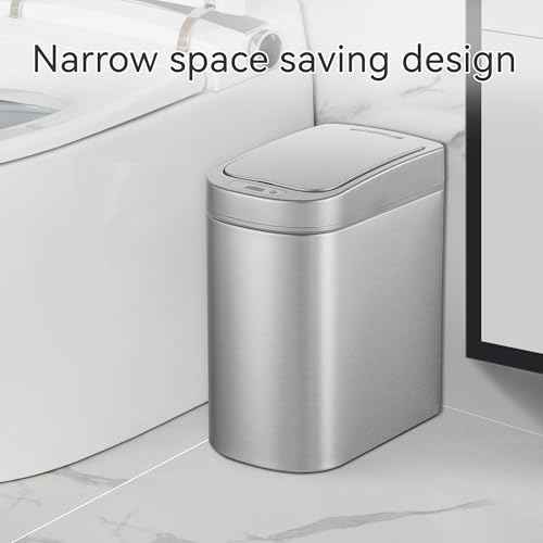 Ninestars Automatic Motion Sensor Bathroom Trash Can, 1.8 Gallon Smart Opening Garbage Bin for Bathroom, Bedroom, Kitchen, Office