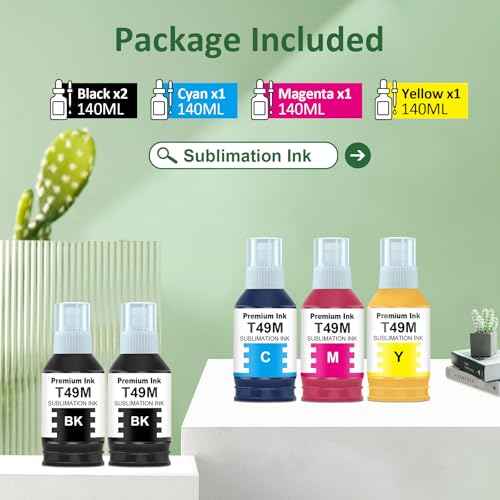 Compatible T49M Sublimation Ink Replacement for T49M1 T49M2 T49M3 T49M4 Work for SureColor F170 F570 Sublimation Printer (2B/C/M/Y, 5x140ML)