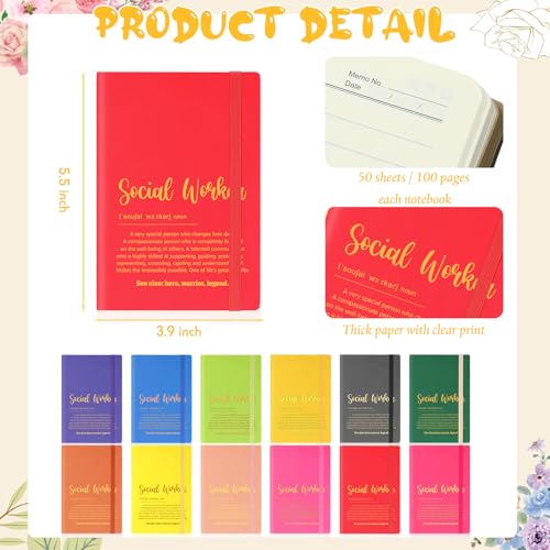 Supervitae 48 Pcs Christmas Social Worker Appreciation Gifts Set 24 Mini Notepads Journal 24 Ballpoint Pen Thank You Gifts Bulk for Xmas Coworker Employee Teacher Nurse Volunteers Office(Multicolor)