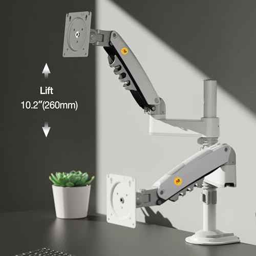 NB North Bayou Dual Monitor Desk Mount Stand Full Motion Swivel Computer Monitor Arm Fits 2 Screens up to 27'' with Load Capacity 4.4~19.8lbs for Each Monitor H180-W