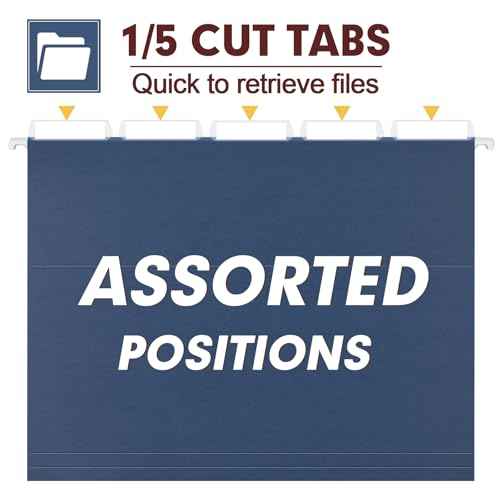 HERKKA Hanging File Folders, 30 Pack Reinforced Letter Size Hanging Folders, Designed for Bulky Files, Filing Cabinet, 1/5-Cut Adjustable Tabs (Blue)