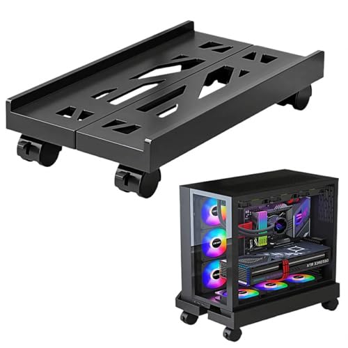 COOLOUS Adjustable Mobile CPU Stand with 4 Casters - Ventilated Under-Desk PC Holder