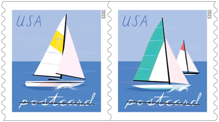 USPS Sailboats Postage Stamps - 40 Forever First Class Postcard Stamps Sheets