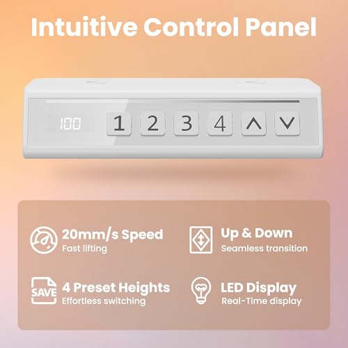 HUANUO 32x19 Inch Small Electric Standing Desk Light Walnut, Adjustable & Space-Saving