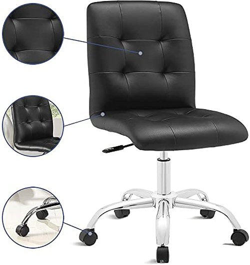Modway Prim Ribbed Armless Mid Back Swivel Conference Office Chair In Black
