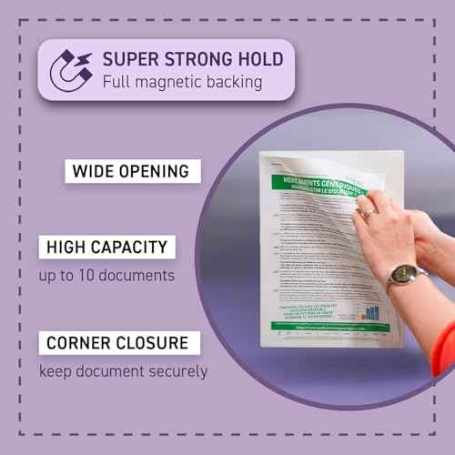 DJOIS by Tarifold EasyLoad Magnetic Pockets ? Letter Size ? Full Magnetic Backing ? Pack of 5 ? Durable Transparent PVC ? Corner Closure ? Made in Denmark (P194694)