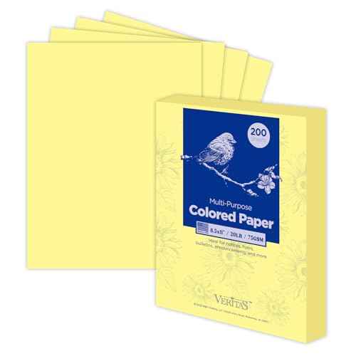 Veritas Colored Copy Paper,Multi-Purpose paper,Colored Printer Paper 8.5¡± x 11¡±, 20 lb / 75 GSM, Canary 200 Sheets (1 Reams)£¬Made in USA