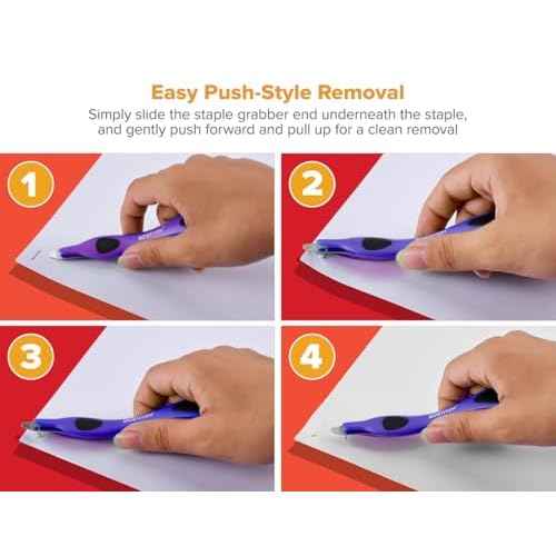 Bostitch Professional Magnetic Easy Staple Remover Tool - 3 Pack Neon Colored Staple Puller Stick for Office Home & School.