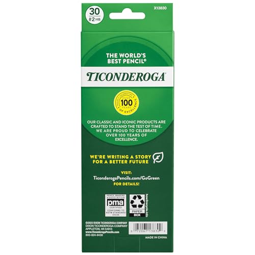 Ticonderoga Pre-Sharpened Wood-Cased #2 Pencils with Eraser - Pack of 12