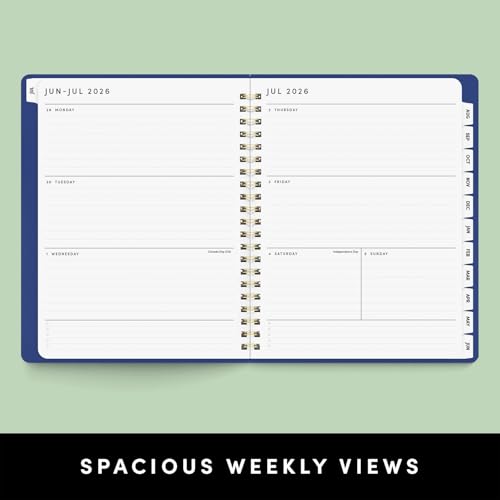 PAPERAGE Large Academic Planner 2026-2027 - Student Organizer with Tabs & Pocket, 9.5x11 inches, Black - Lrg
