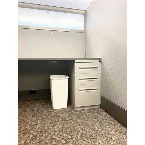 Rubbermaid Small Kitchen Bathroom Trash Can, 9 Gallons, White, Waste Basket for Under Counter/Kitchen/Office/Bedroom/Bathroom