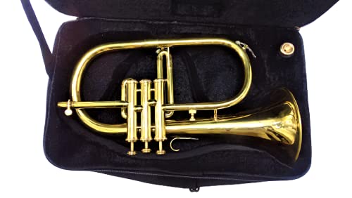 FLUGEL HORN BRASS FINISH BB PITCH W HARDCASE MP BRASS FLUGLEHORN.