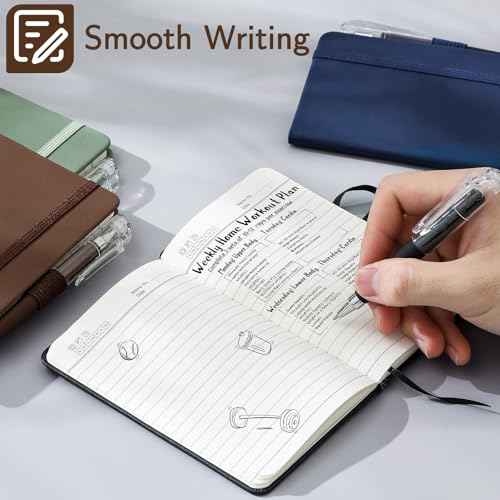 NETANY 4 Pack Small Notebook Pocket Notebook, A6 Mini Leather Hardcover Journal, 3.7" X 5.7", 416 Pages Note Pads, Black, Green, Brown, Blue
