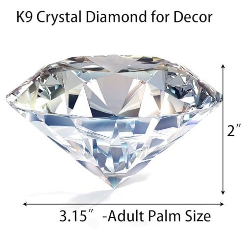 Jucoan 3 Pack 80mm Crystal Glass Diamond Paperweights for Weddings & Party Decor
