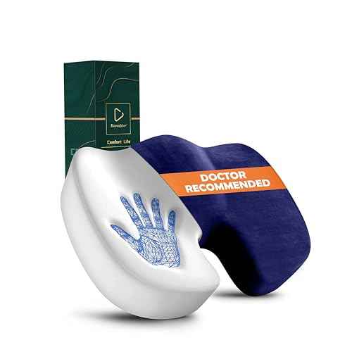Seat Cushion for Office Chair Memory Foam Coccyx Pain Relief Cushion Pillow for Back Support Non-Slip Seat Pad for Office Desk (Blue)