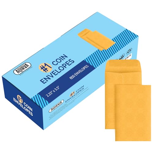 600 Pcs Coin Envelopes 2.25x3.5 Inches Heavy-Duty Gummed Kraft Storage Bags