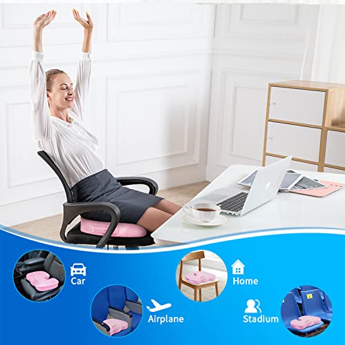 SAIREIDER Office Chair Cushion Pink - Memory Foam Coccyx Tailbone Pain Relief