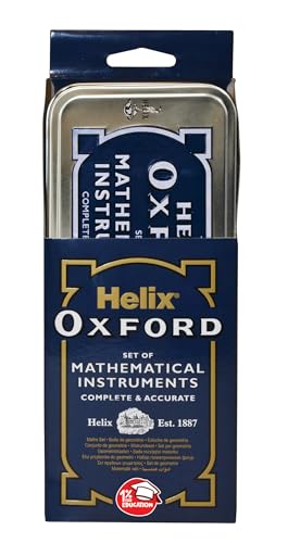 Helix Oxford Maths Set with Storage Tin - Original Version, 9-Piece School Kit