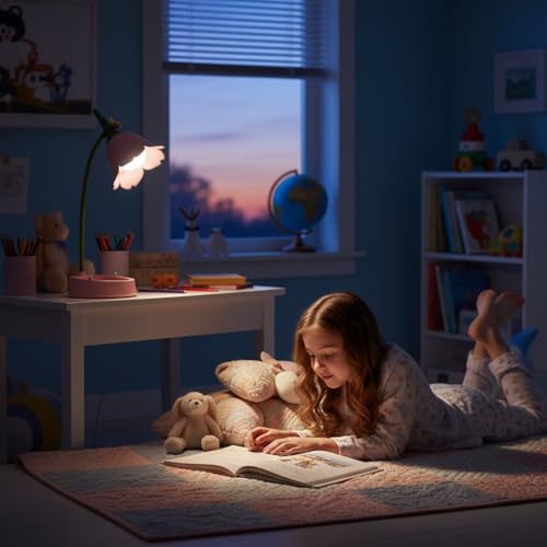 Pink Cordless LED Desk Lamp with Adjustable Gooseneck & Touch Dimming for Kids & Dorm