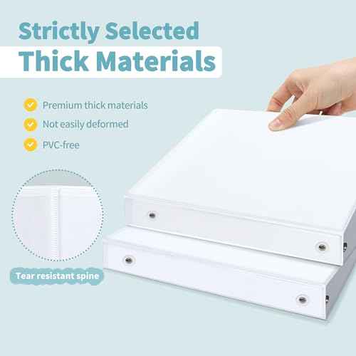 SUNEE 3 Ring Binder 1 Inch 12 Pack, Clear View Binder Bulk Three Ring PVC-Free (Fit 8.5x11 Inches) for School or Office Supplies, White