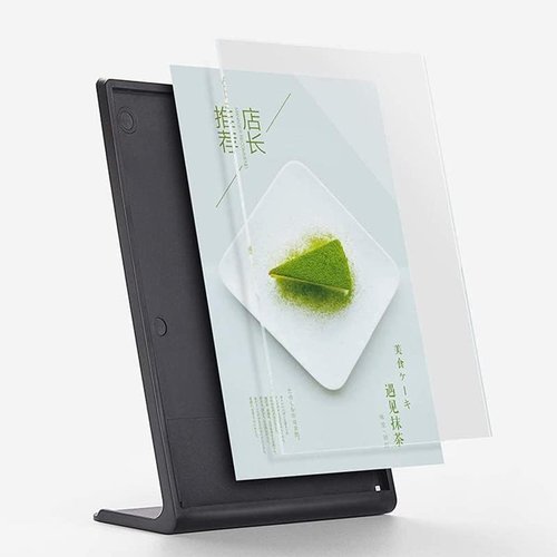 ABS Plastic Sign Holder - L Shape Menu Display Stand | Vertical Black A6 (4.13 x 5.83 Inches)