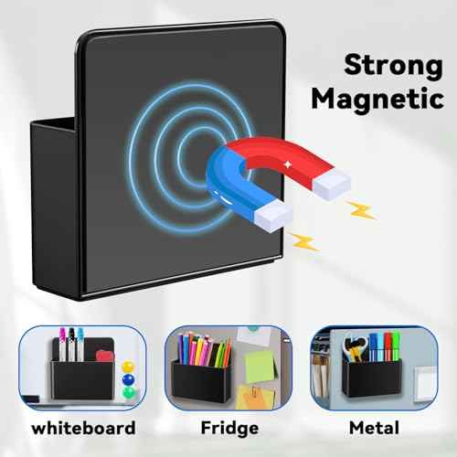 Magnetic Pen Holder for Refrigerator,2Pack Magnetic Dry Erase Marker Holder,Magnetic Pencil Holder for Refrigerator,Whiteboard,Locker Accessories£¨Black£©