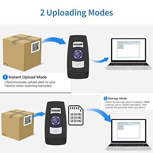 Mini 2D Portable Handheld Bluetooth Barcode Scanner Wireless 2.4G & USB Wired 3-in-1 Bar Code Scanner Portable USB QR Code Scanner for Windows.Android.iOS.MAC