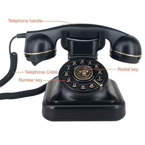Vintage Phone, a Black Vintage Telephone with Button Dialing, Used for Home and Office Desk.